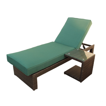 Chaise longue rotin extérieur avec Table d'appoint